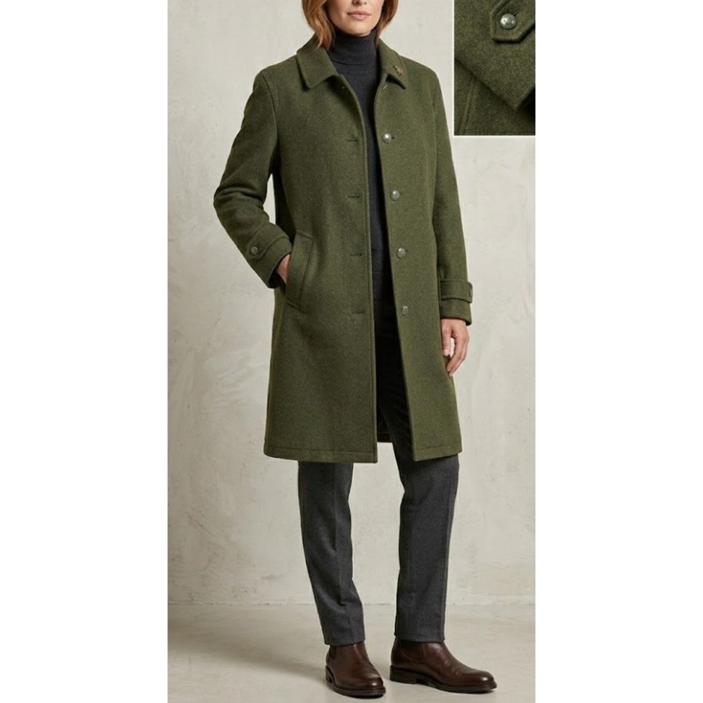 Himalaya Loden Tyrol Austria Wool Coat Olive Green Plaid Undercollar Womens 48